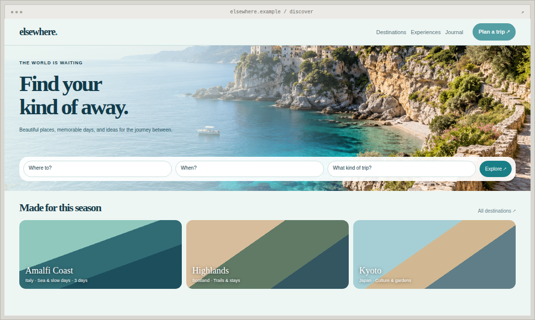 Elsewhere Travel theme preview