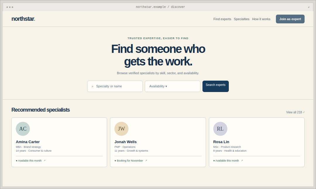 NORTHSTAR Experts Directory theme preview