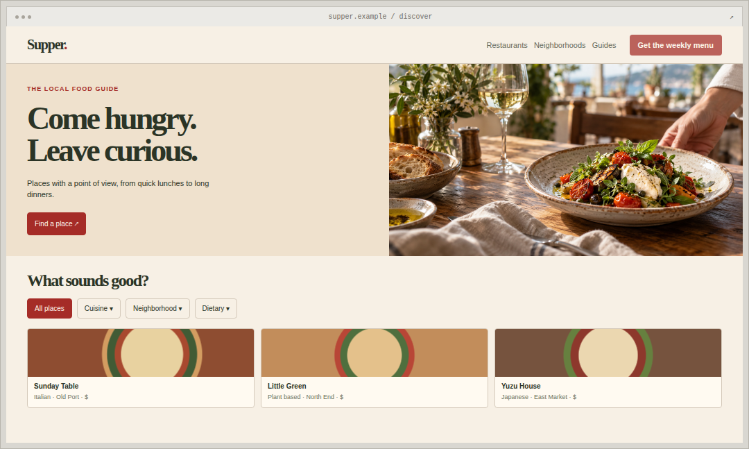 Supper Restaurants theme preview
